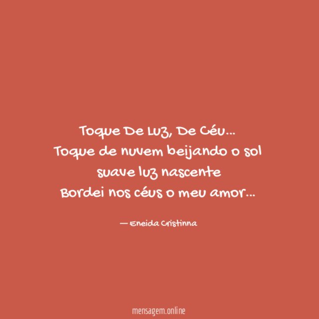 Toque De Luz, De Céu…