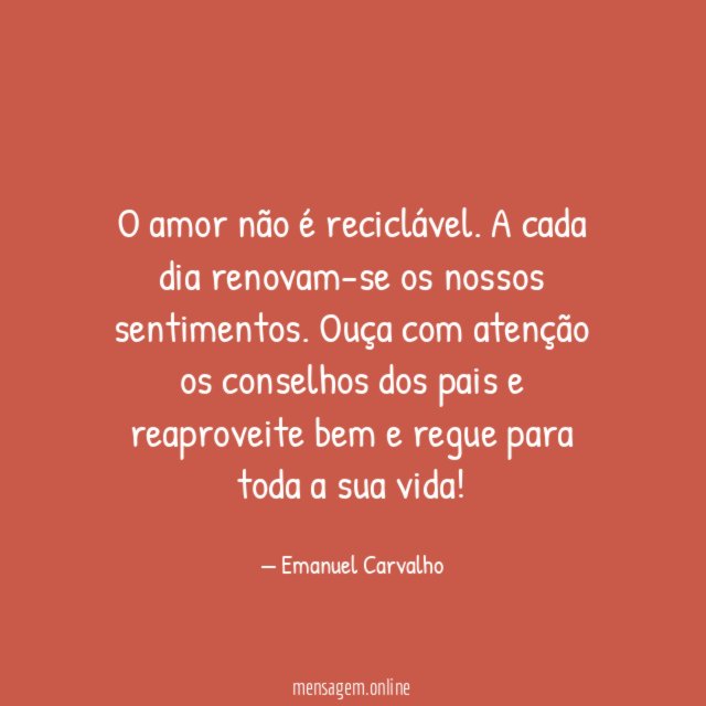 O amor não é reciclável