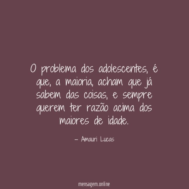 O problema dos adolescentes