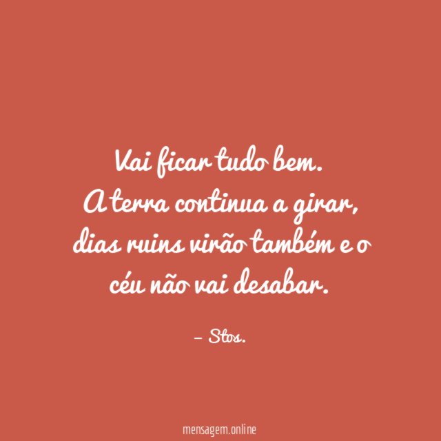 Vai ficar tudo bem