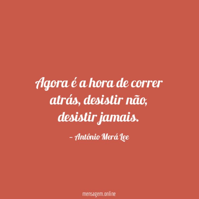 Agora é a hora de correr atrás