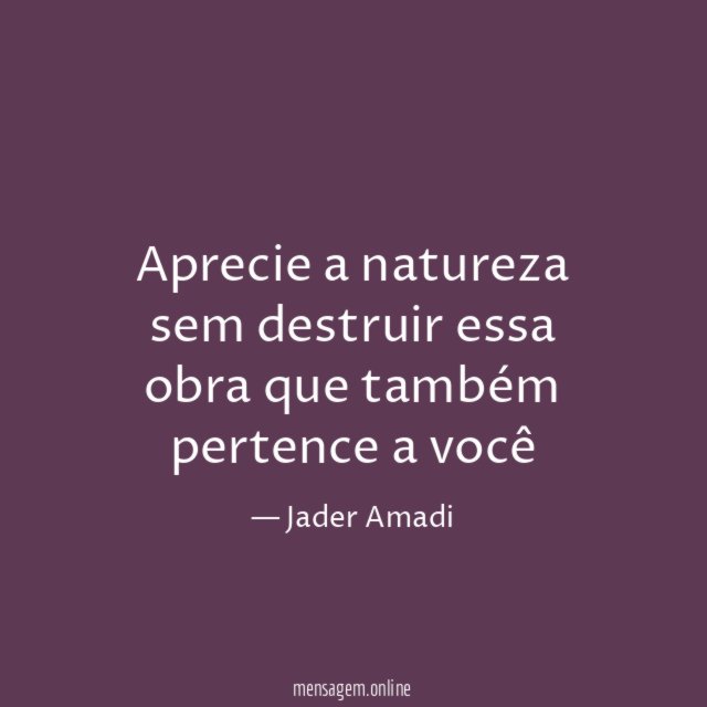 Aprecie a natureza sem destruir essa obra que