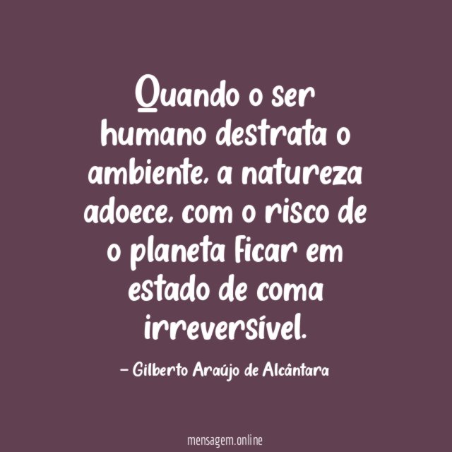 Quando o ser humano destrata o ambiente