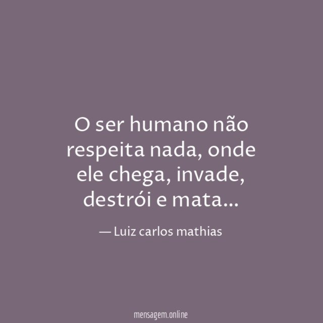 O ser humano não respeita nada