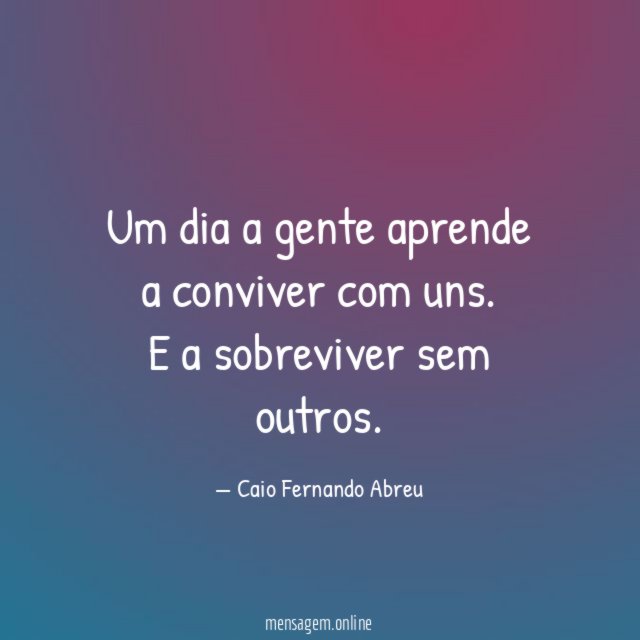 Um dia a gente aprende a conviver com uns