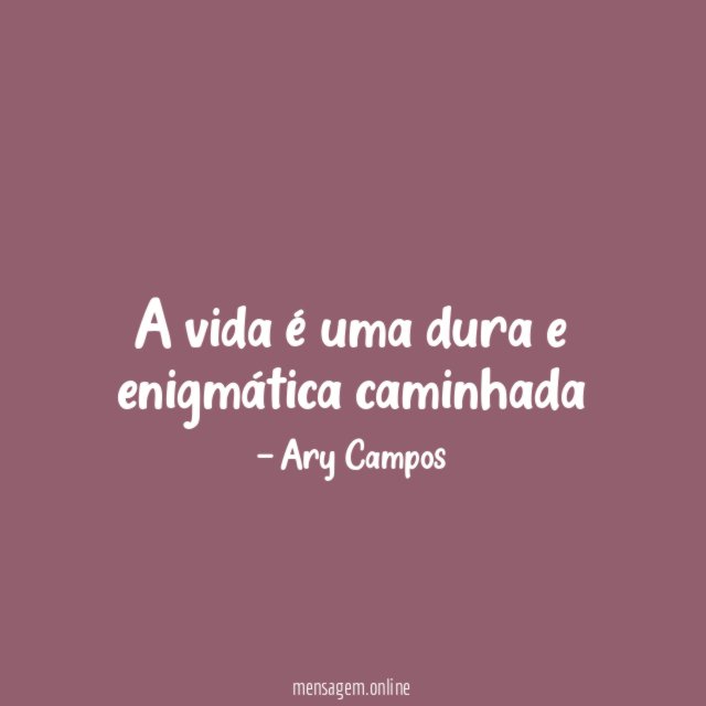 A vida é uma dura e enigmática caminhada