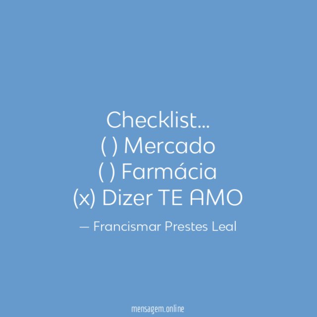 Checklist…