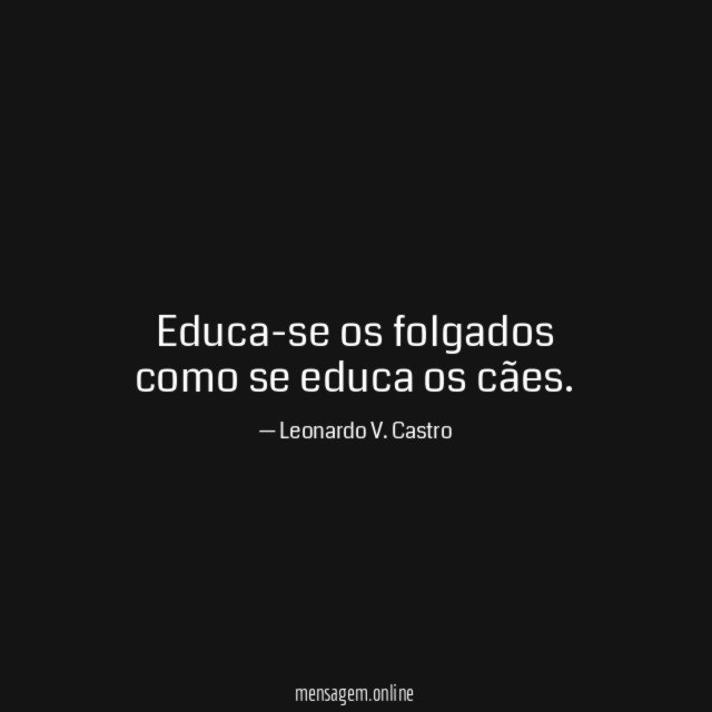 Educa-se os folgados como se educa os cães
