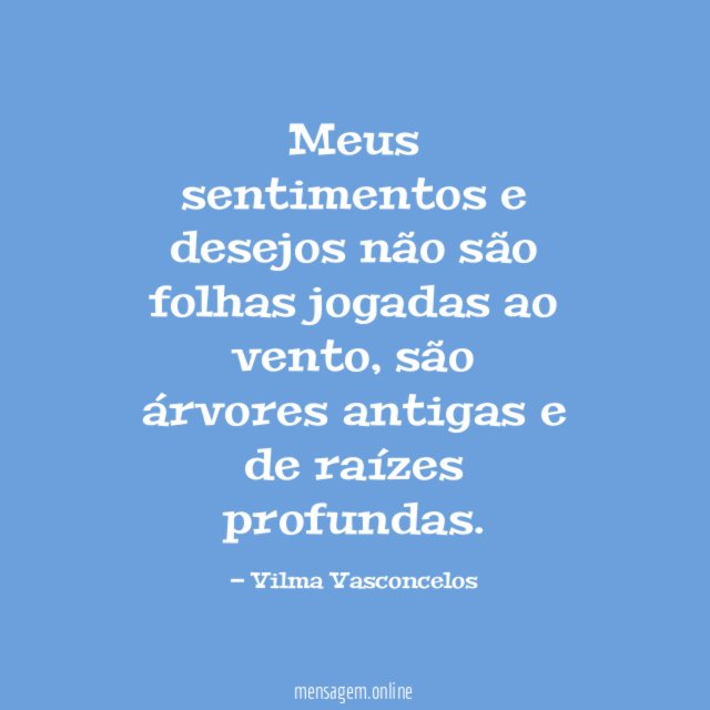 Meus sentimentos e desejos não são folhas jogadas ao vento