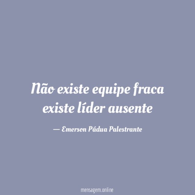 Não existe equipe fraca existe líder ausente
