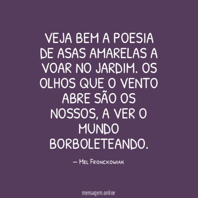 Veja bem a poesia de asas amarelas a voar no jardim