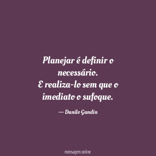 Planejar é definir o necessário