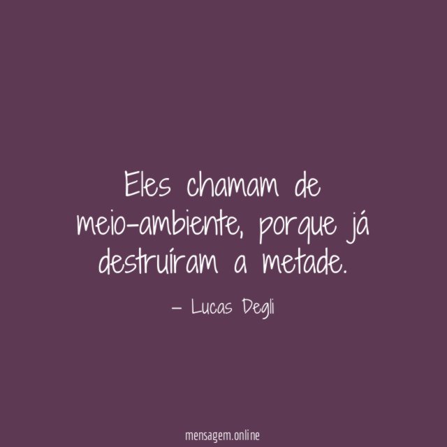 Eles chamam de meio-ambiente