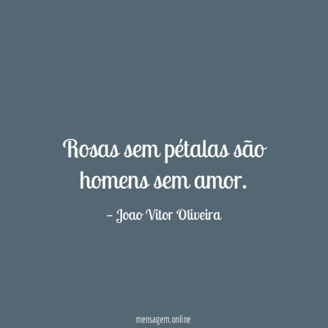 Rosas sem pétalas são homens sem amor