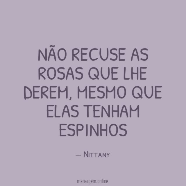 Não recuse as rosas que lhe derem