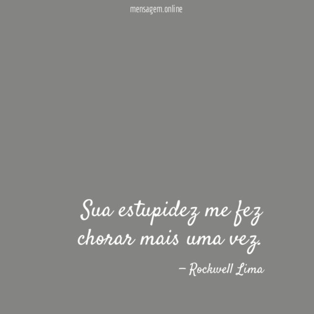 Sua estupidez me fez chorar mais uma vez