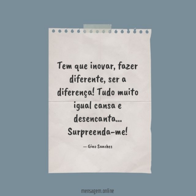 Tem que inovar