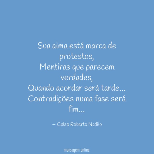 Sua alma está marca de protestos