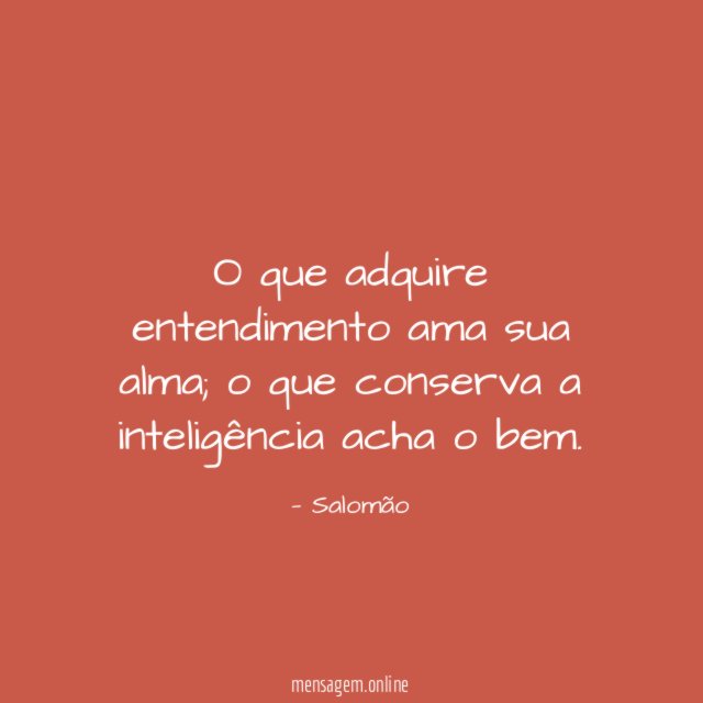O que adquire entendimento ama sua alma