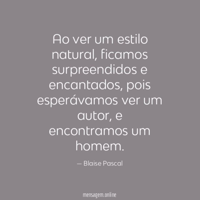 Ao ver um estilo natural