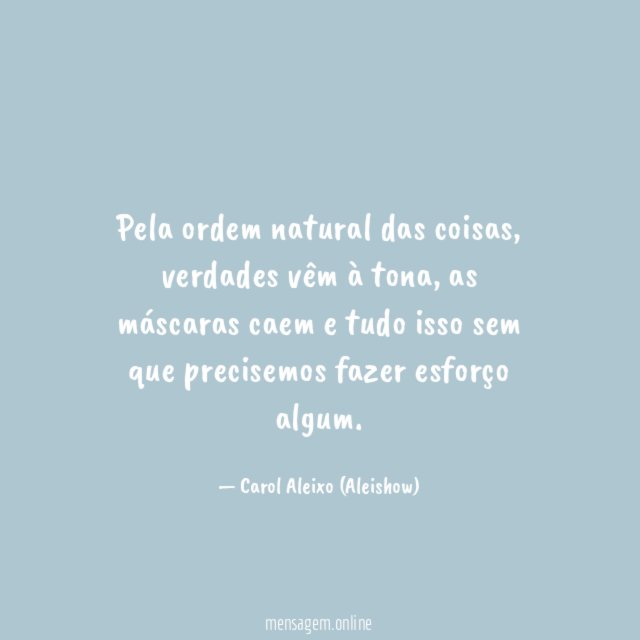 Pela ordem natural das coisas