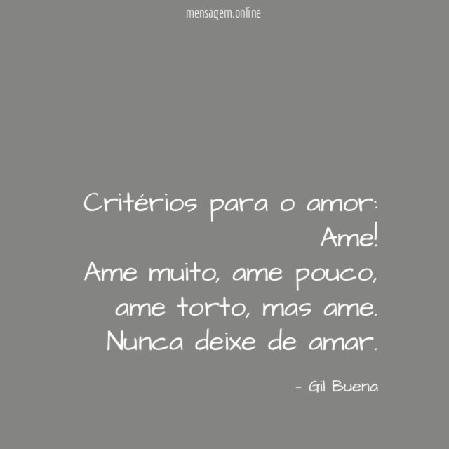 Critérios para o amor