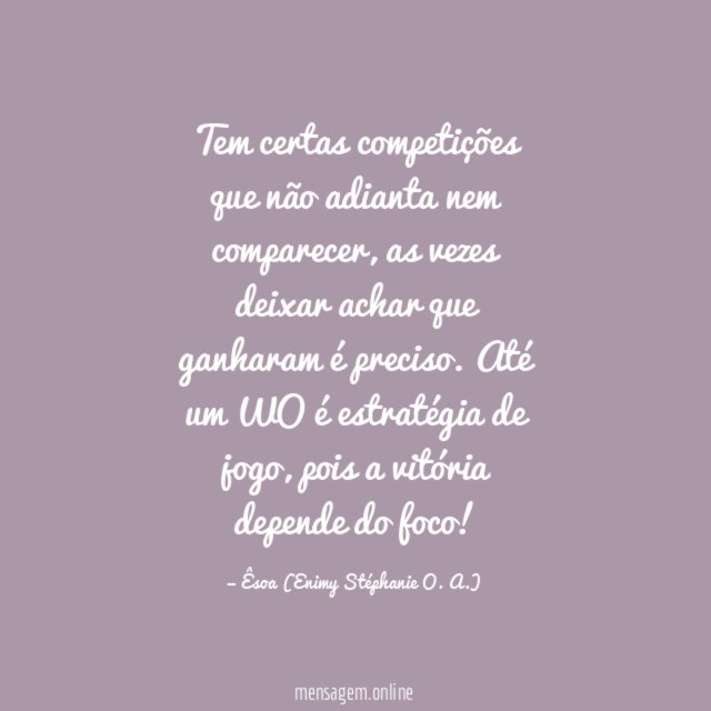 Tem certas competições que não adianta nem comparecer
