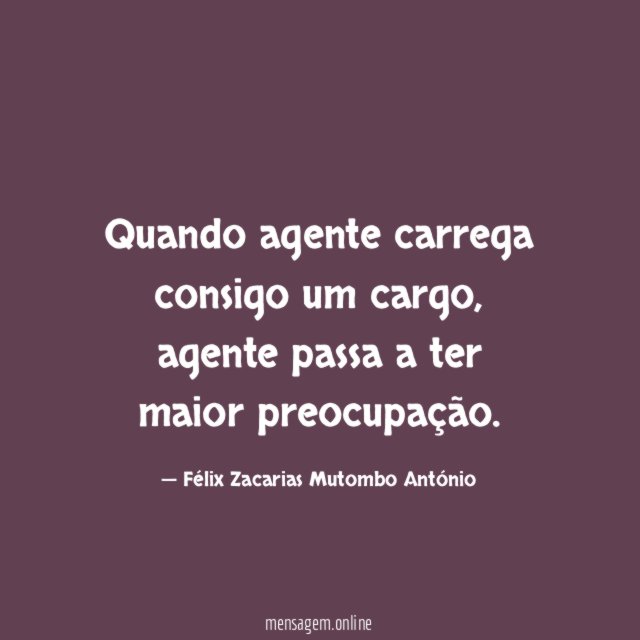 Quando agente carrega consigo um cargo