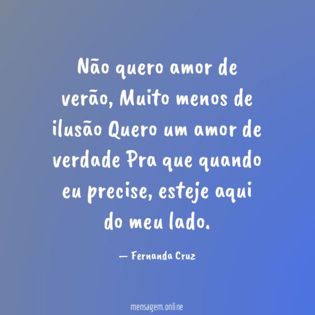Não quero amor de verão