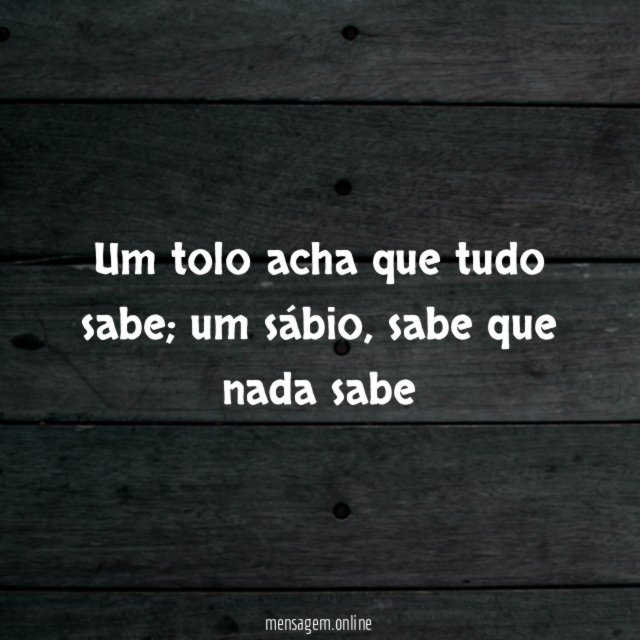 Um tolo acha que tudo sabe