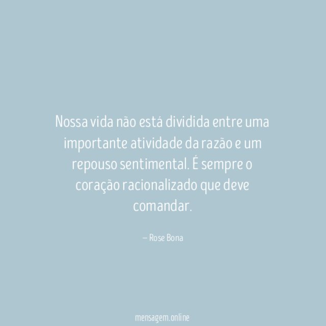Nossa vida não está dividida entre uma importante