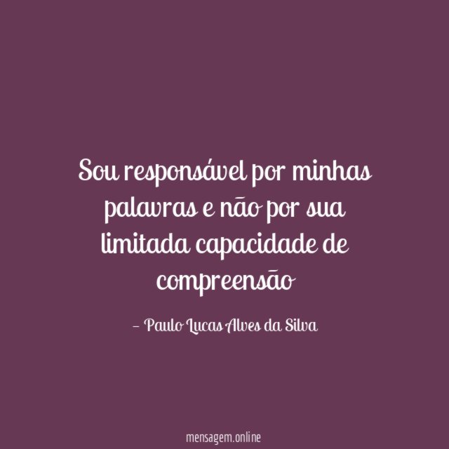 Sou responsável por minhas palavras e não por