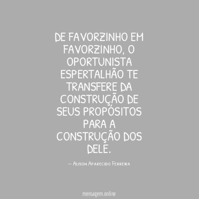 De favorzinho em favorzinho
