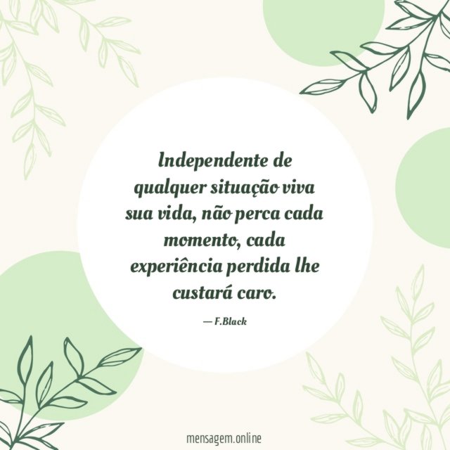 Independente de qualquer situação viva sua vida