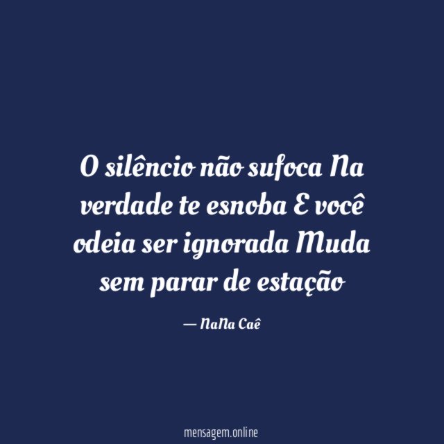 O silêncio não sufoca