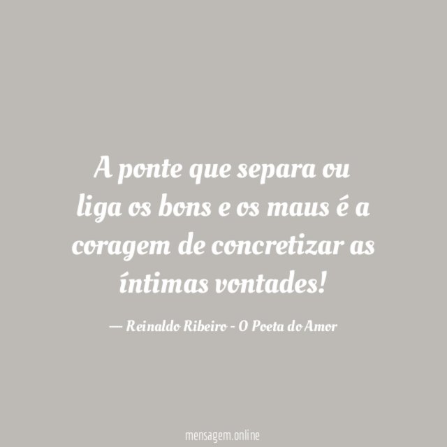 A ponte que separa ou liga os bons