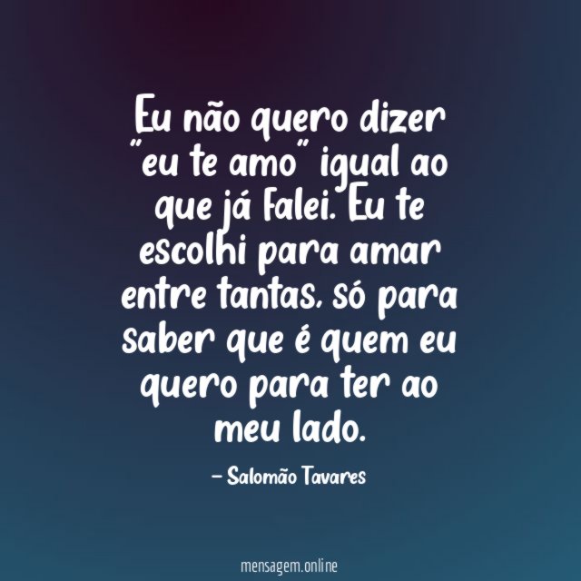 Eu não quero dizer "eu te amo" igual