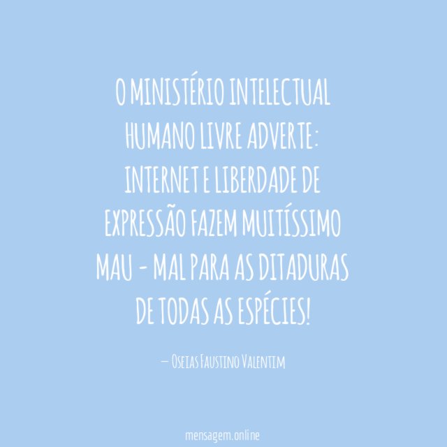 O Ministério Intelectual humano livre adverte