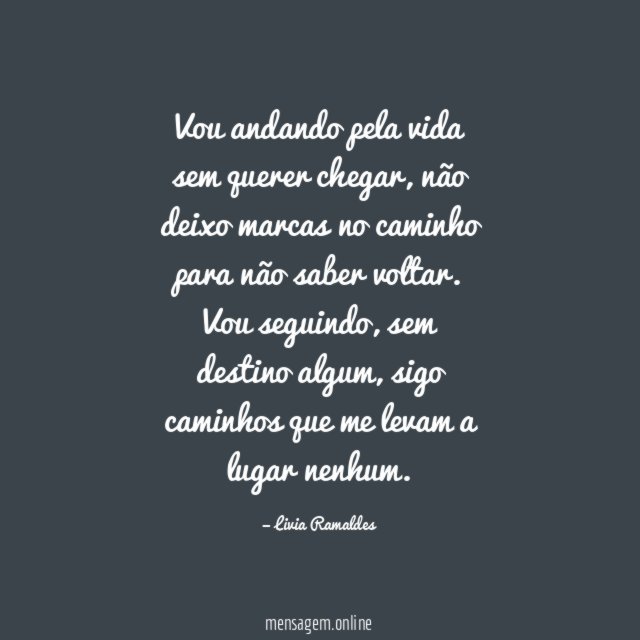 Vou andando pela vida sem querer chegar