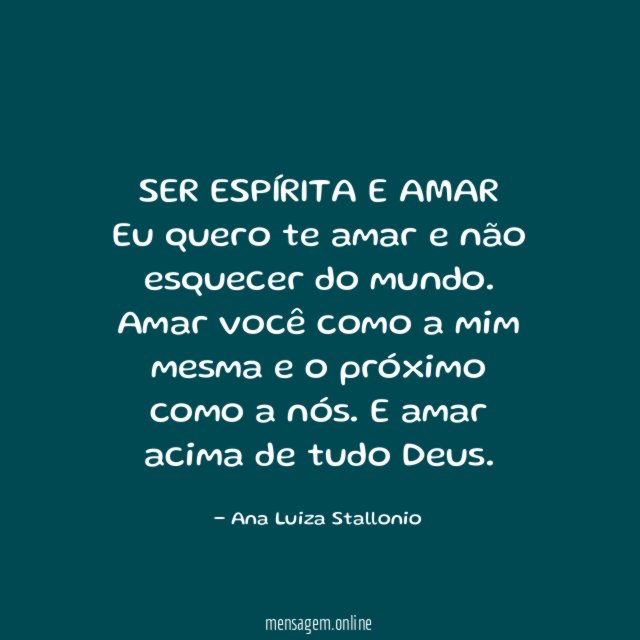 SER ESPÍRITA E AMAR