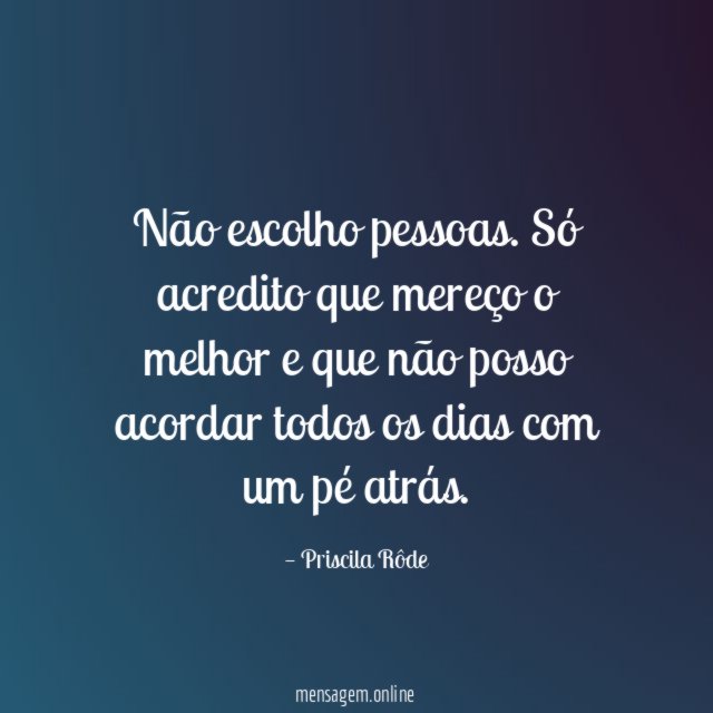 Não escolho pessoas