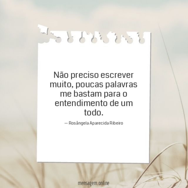 Não preciso escrever muito