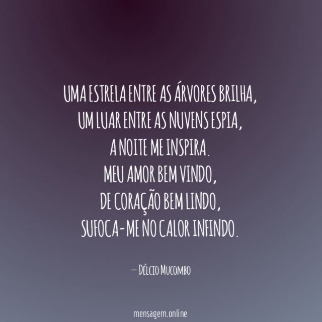 Uma estrela entre as árvores brilha,
Um luar entre as nuvens espia,
A noite me inspira.