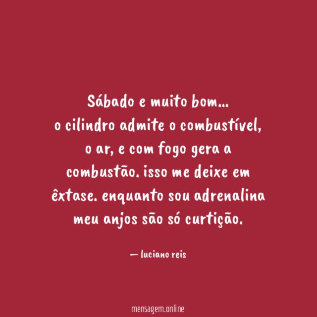 sábado e muito bom