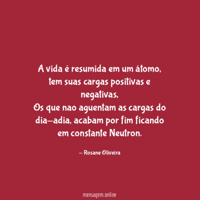 A vida é resumida em um átomo