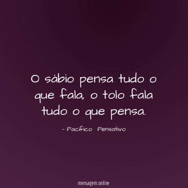 O sábio pensa tudo o que fala