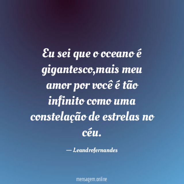 Eu sei que o oceano é gigantesco