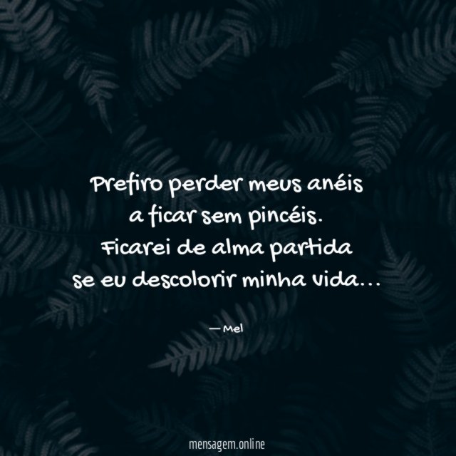 Prefiro perder meus anéis a ficar sem pincéis