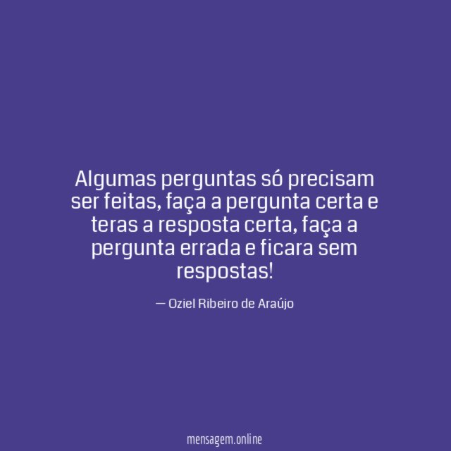 Algumas perguntas só precisam ser feitas