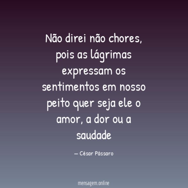 Não direi não chores